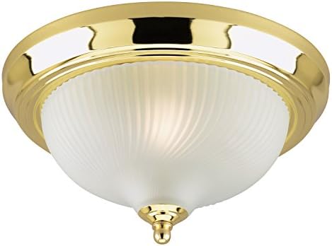 Уестингхаус Lighting 6430200 Двухламповый Тавана лампа за скрит монтаж, покритие от полиран месинг с матово вихревым стъкло