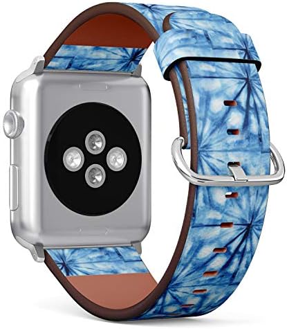 Съвместим с големи Apple Watch 42 мм 44 мм, 45 мм (всички серии) Кожена каишка за часовник Каишка Гривна с адаптери (цвят на индиго)