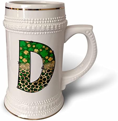 Чаша за стейна 3dRose Glam с монограм от Леопард и четырехлистного детелина обем 22 грама (stn-375800-1)