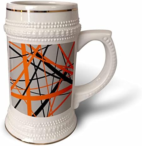 Триизмерни Линия Оранжево и черно Геометрична фигура На Сиво - Чаша за стейна на 22 унция (stn_355508_1)