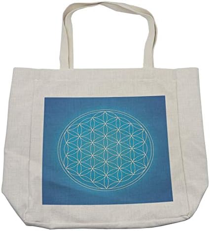 Чанта за пазаруване Ambesonne Geometry, Мрежест модел Цвете на живота, Състояща се от видове, Пресичащи се