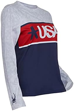 Женска тениска Spyder USA Snow, с кръгло деколте и дълъг ръкав