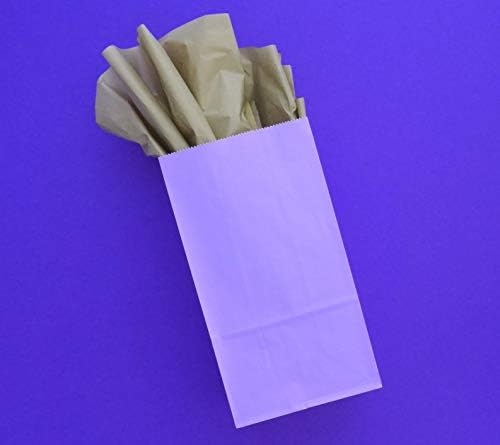 Чанта за подаръци за парти - 50 опаковки Светло лилаво, Лавандово-виолетово хартиени пакети за обяд, идеално подходящи