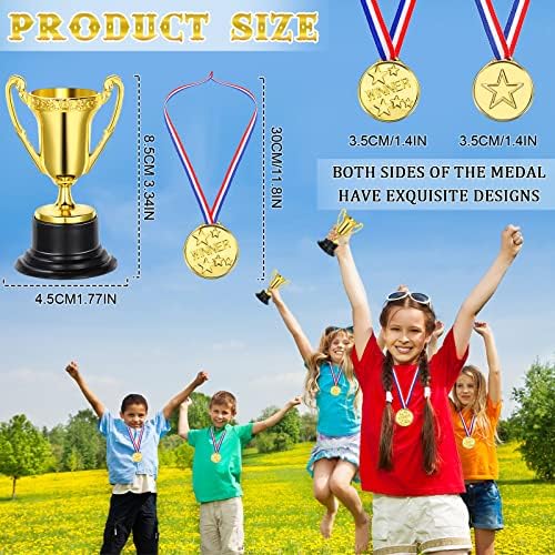 48 Бр. Мини-Златната Награда на Трофея за деца и възрастни Включва Златни Пластмасова Купа 3,34 инча и медали Победител