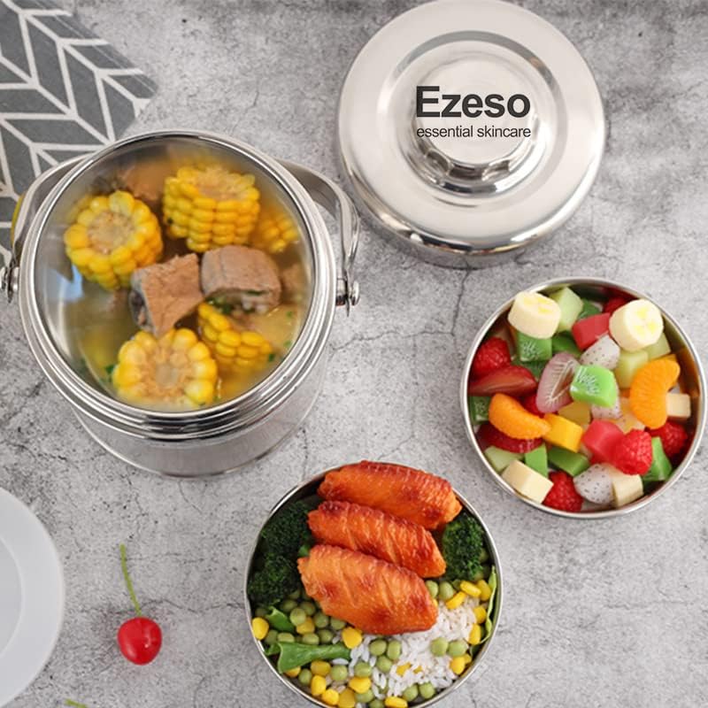 EZESO ESSENTIAL SKINCARE Изолиран Контейнер за Супа, Обяд-кутия от неръждаема стомана за деца и възрастни