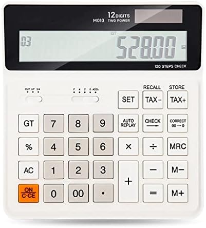 Калкулатор MJWDP Проверете 120 стъпки Черно-Бял 12-цифров Настолен калкулатор Dual Power Business Office Finance (Цвят: D,