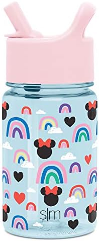Просто модерна Детска бутилка за вода Disney, Пластмасов Тритановая чаша без Бисфенол А, с Херметични Сламен капак | Множество и здрава за деца, момчета, Момичета | Коле