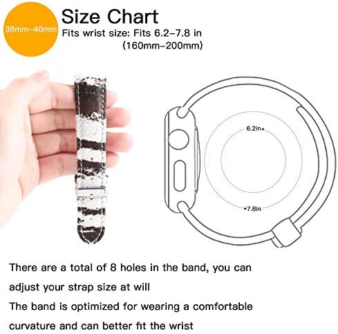 YOSWAN Регулируема Кожена каишка за часовник с принтом космати животни, Съвместим с каишка на Apple Watch Band