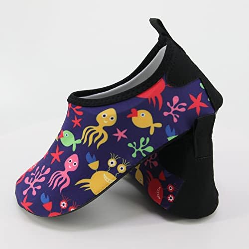 Qvkarw/ Детска тънка и дишащи обувки за плуване, плажни обувки гумени подметки с анимационни герои от аквапарка, обувки за гмуркане, детски обувки на токчета (тъмно син