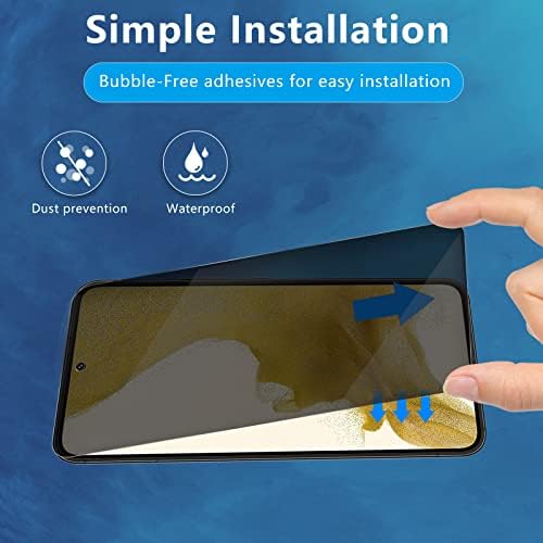 Защитно фолио Aleecyn 2 Pack за Samsung Galaxy S22 Plus, Защитен слой от закалено стъкло със защита от шпионски твърдост 9 H,