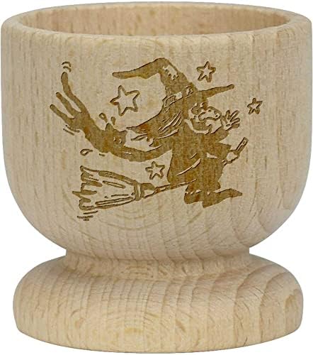 Дървена чаша за яйца Azeeda Летяща вещица и Котка (EC00022107)