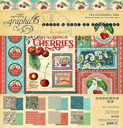Комплект за творчество Graphic 45 Life 's a Bowl of Cherries и набор от Модели и твърди частици - Декоративна хартия 12x12