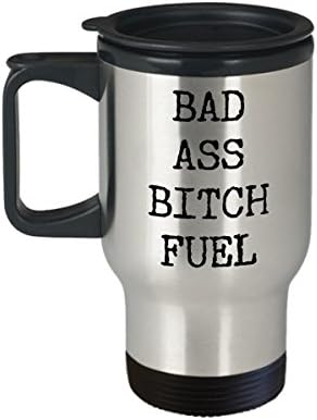 HollyWood & влакното наблизо Badass Travel Cup - Кафеена Чаша с капак, Изолирано от Неръждаема Стомана, Badass Кучка Fuel