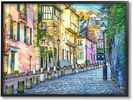 Снимка от градския пейзаж на парижките сгради Stupell Industries в пастелни цветове, Дизайн на Дейвид Стърн, Стенно изкуство, 24 x 30, Платно