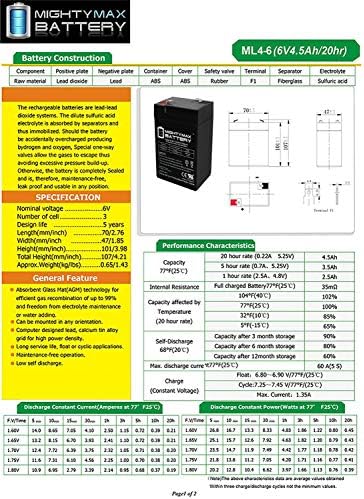 Преносимото батерия SLA 6V 4.5 AH за GS Portalac PE6V4WS, PE6V4W1