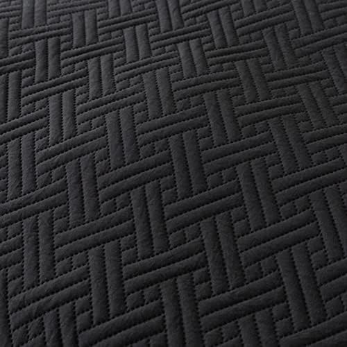 Комплекти спално бельо WDCOZY Black Quilt Twin Size с имитация на възглавници, Леко Меки Покривки, Стеганое