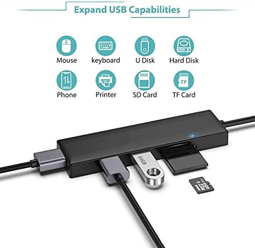 KXDFDC USB-хъб с 4 порта USB 2.0 порт PC таблет преносим OTG алуминиев USB сплитер Аксесоари за кабел