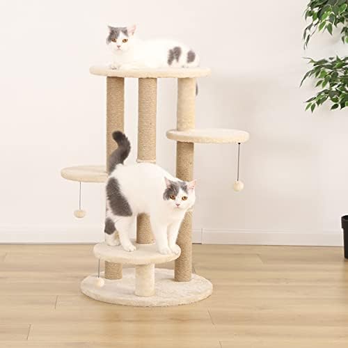 Basics Малка Трехплатформенная Кула за котки на едно дърво с Когтеточкой - 26 x 25 x 36 См, Бежов
