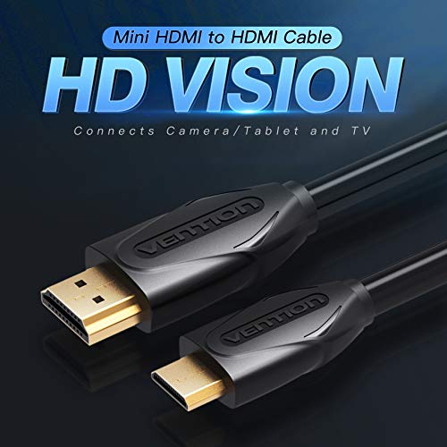 VENTION Mini HDMI-Стандартен HDMI кабел 6 метра, 4K, HDMI-Mini HDMI Двупосочни Високоскоростен адаптер 1080p HD с канал за връщане на звука, който е Съвместим с HDTV, камера, видео рекордер,
