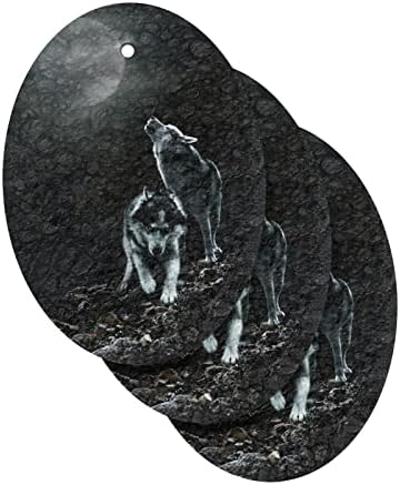 Натурална Гъба с Анималистичным принтом ALAZA Wolf Moon, Кухненски Целлюлозные Гъба за миене на съдове, Санитарен
