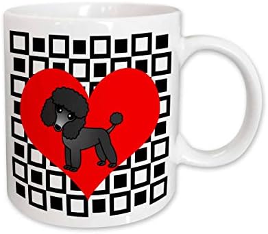 3dRose I Love Dogs Пудел два цвята Черна чаша, 11 грама, Многоцветен