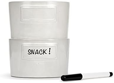 DEMDACO Classic White Нанесете надпис върху Керамична купа за закуски с размер 4,5 х 4,5 със суха стиранием с помощта на Маркер, комплект от 2