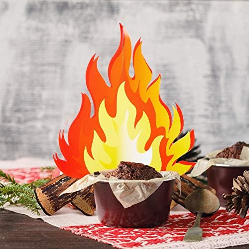 12-Инчов Висок Изкуствен Огън Фалшив Пламък Хартия 3D Декоративен Картон Огън на открито в Централната Част на Факела на Пламъка