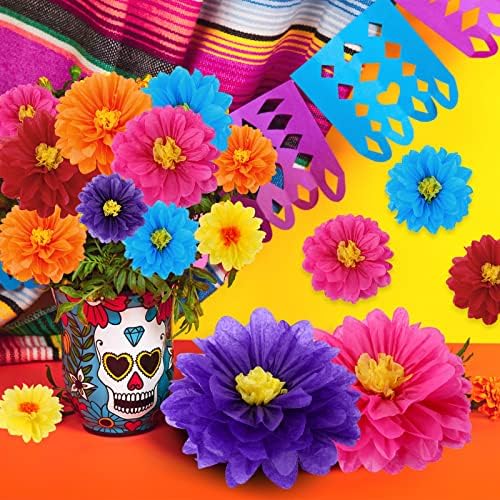 Мексикански Хартиени цветя, Цветни Хартиени Цветя за Фиеста Цветя от Цигарена хартия Мексикански Карнавал, Хартиени