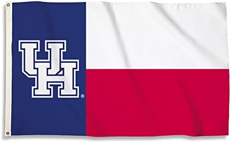 BSI PRODUCTS, INC. - Флаг Houston Cougars размер 3x5 инча с медни втулками за повишена здравина - Гордост за футбол, баскетбол