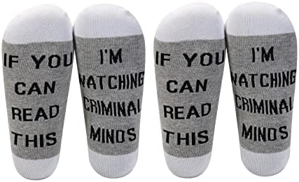 LEVLO Ако можете да Го прочетете, аз Гледам Престъпни памучни чорапи Подарък криминално досие на феновете (2 чифта /
