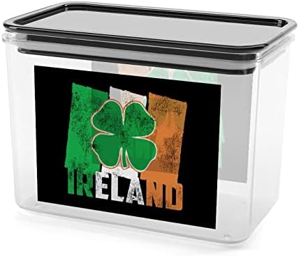 Пластмасова кутия за съхранение на ирландски хартата Контейнери за съхранение на храна с капаци банка за ориз строга кофа за организиране на кухня