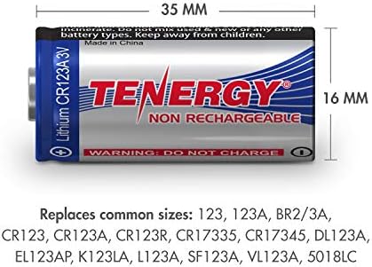 Литиева батерия Tenergy 1500 mah 3 В cr123a lithium, Високопроизводителни батерии cr123a lithium СЪС защита от PTC, Сменяеми