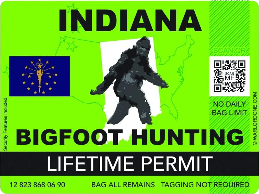 Стикер с виза за лов на Снежен човек в Индиана, залепващ Винил Стикер на Tanya Lifetime - C3284 - стикери Размер