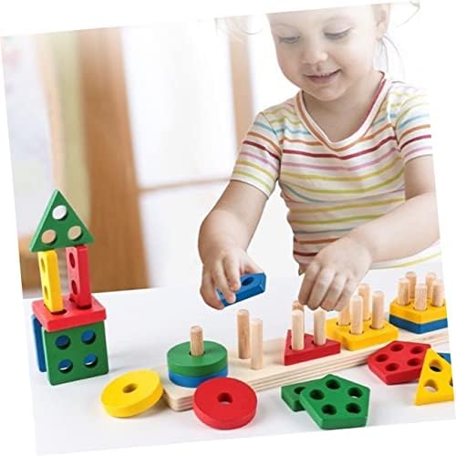TOYANDONA 1 Комплект Геометрични Ръкав Колона Форма на Разпознаване на Цветове Блокове Моторика Играчка за деца Сортиране на Форми Играчка Забавни играчки за деца, Игр?