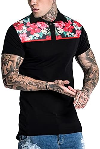 Мъжки Ежедневни Риза с къси ръкави от Джърси с флорални Принтом Daupanzees Rose с Къс ръкав и Цветна Принтом