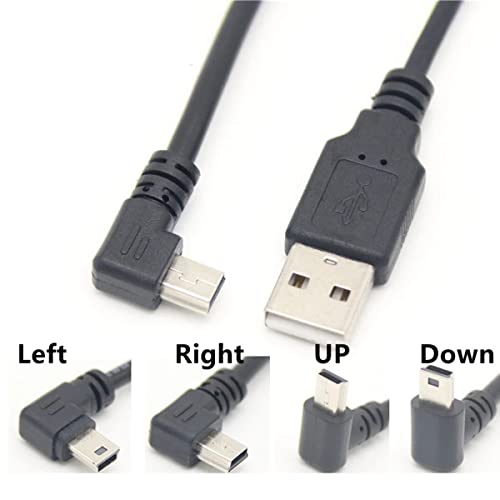 YSJJZRL 90-Градусов Мини-USB-кабел, 90-градусов конектор Mini USB B към конектора USB 2.0 за синхронизация на данни, Удлинительный