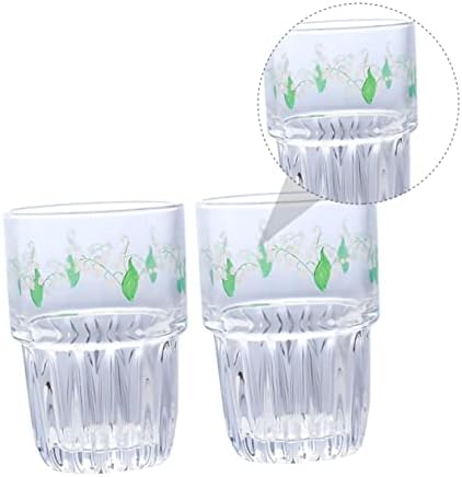 Luxshiny 2 бр. Ландышевое Стъкло, Прозрачни Стъклени Чаши, Стъклена Чаша, Чаши за Пиене, Стъклена Пътна Кафеена Чаша, Прозрачна
