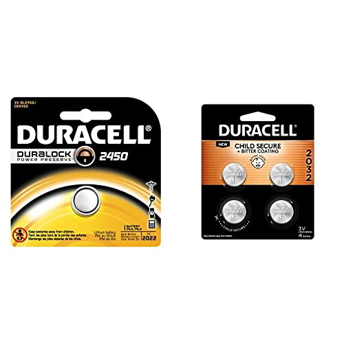 Литиева батерия за монети Duracell DL2450, размер на 2450, 3, капацитет от 540 ма (6 броя) и литиева батерия CR2032 3 v, функция за защита от деца, броя в пакет 4 бр.