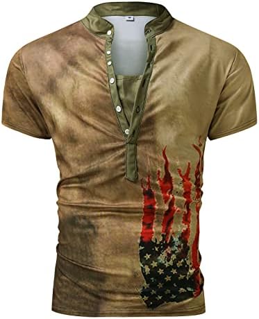 Мъжки Летни Улични Модни Тениски с Копчета и Къс Ръкав V Образно деколте, Всекидневни Топ, Мъжки Ризи