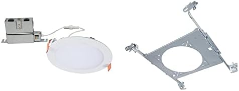 HALO 6-инчов-вградени led тавана лампа и дисков лампа за душ – Ултратънък лампа без канализация – За избор 5CT - Бял и опорната