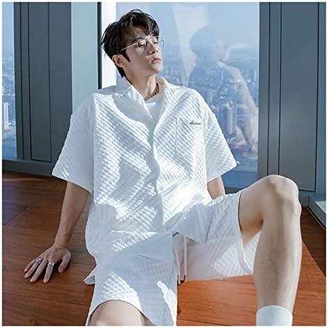 WXBDD Бели Черни Ризи Комплект с Къси панталони Годишният спортен Костюм Мъжки Дрехи Корея Градинска Облекло за пазаруване