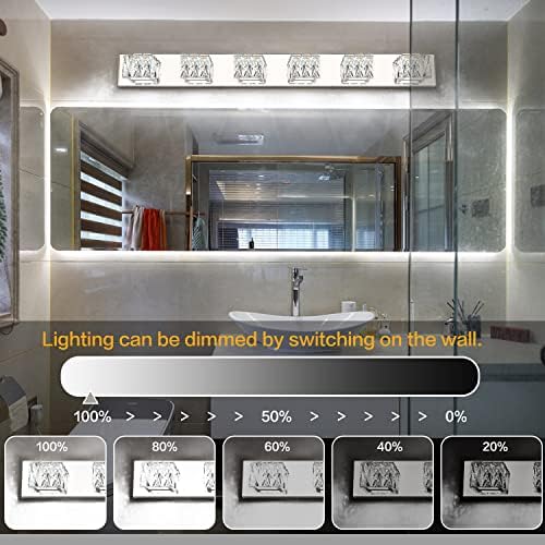 ZUZITO 6 Лампи За тоалетка вечеря в Банята LED Crystal Vanity Осветление Над Огледалото Бяла Светлина (6000K)