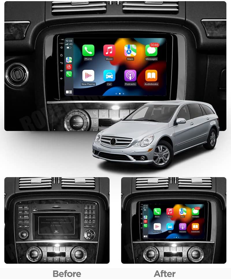 RoverOne Кола Стерео Радио за Mercedes Benz R Class W251 R280 R300 R350 2006-2012 Android Мултимедиен Плейър GPS Навигация Сензорен Екран, WiFi Bluetooth DSP CarPlay Android Auto