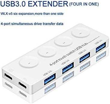 4-Портов хъб USB 3.0, Адаптер Концентратор на данни с 4 порта USB 3.0, с Разширение със зарядно, кабел, Хъб високоскоростен