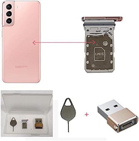 Резервни части за притежателя на тавата за две СИМ-карти серия XBC S21 за Samsung Galaxy S21/S21/ Plus/S21 Ultra 5G + USB адаптер-C за свързване към USB A + жак за извличане (кафяв /Фантомно-лил?