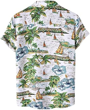 NaRHbrg 80s 90s Aloha Хавайски Ризи за Мъже, Хипстерская Ретро Риза с Копчета и Къс Ръкав, Тропически Лятна