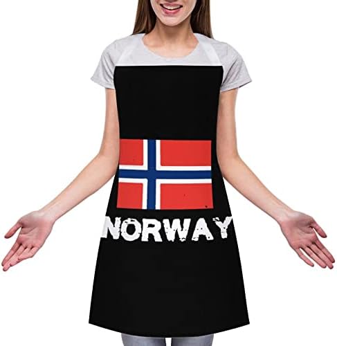 Националната Гордост Норвегия, Норвежки Флаг Регулируема Престилка за Възрастни с Голям Джоб Кухненски Престилки за Готвене за