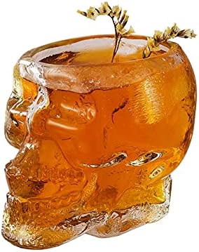 DinQ Нова Кристална Чаша С Черепа, Чаша за Коктейл, Чаша за Коняк, Подарък за семеен бар на Хелоуин (2,7 унции)