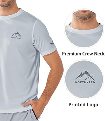 NORTHYARD Мъжки Слънчеви Ризи SPF UV За Риболов С Къс Ръкав, Защита От Акне за Плуване UPF 50 +, Бързосъхнеща, за Разходки