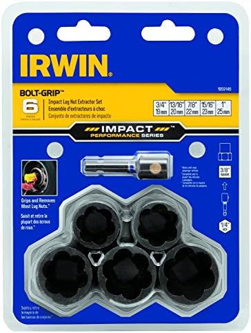 Ръкохватка за болтове 1876226 Irwin Tools Impact Performance Series Ръкохватка за болтове, комплект направляващи за извличане на болтове с шестигранным адаптер, 1/4 инч, 8 бр.